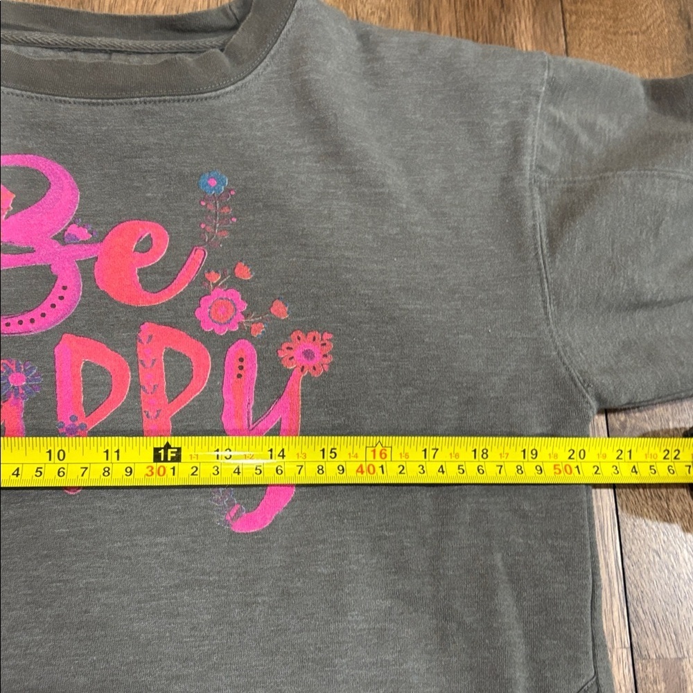 NATURAL LIFE Be Happy Sweatshirt with pockets! Brown. Small - Picture 3 of 7